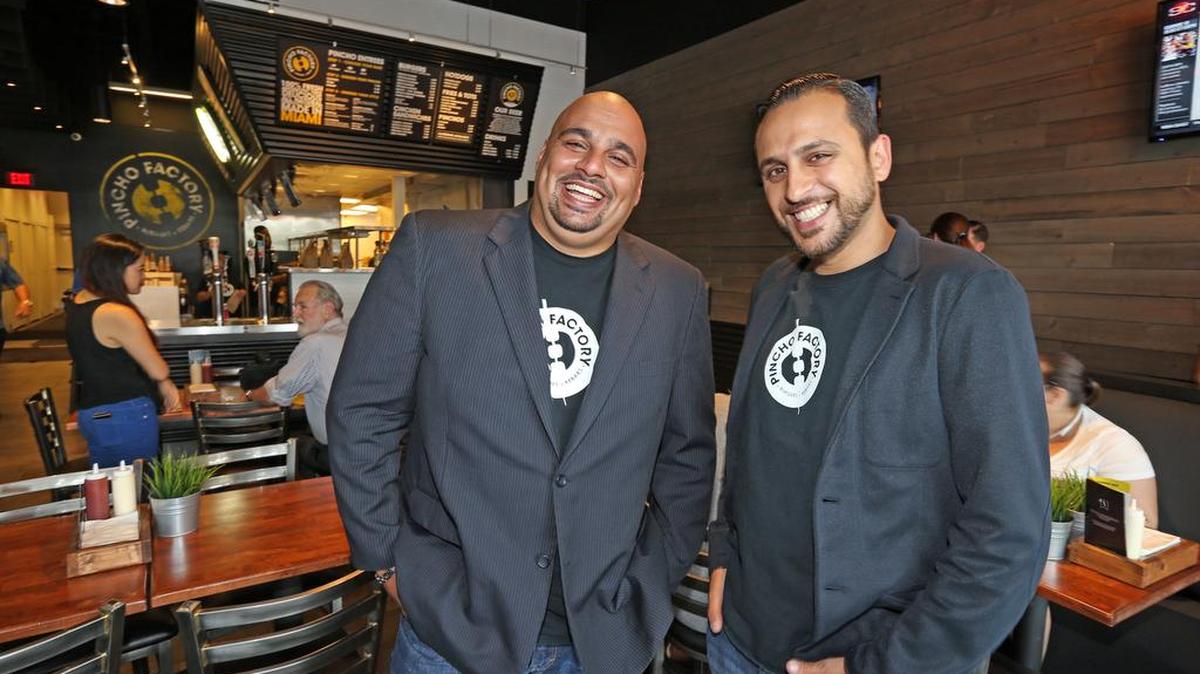 Cousins Nedal Ahmad and Otto Othman of the Pincho Factory, a Miami-based fast-casual food company that has plans to expand. The two founded the company with Nizar Ahmad.