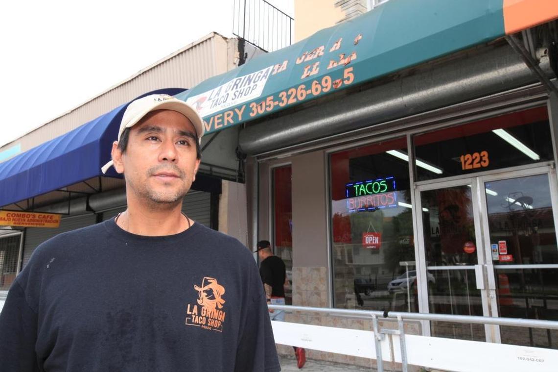 Victor Hijar, the owner of La Gringa Taco Shop, on Saturday, August 26, 2017, is in deep financial stress because of the Flagler street construction's impact on his business.