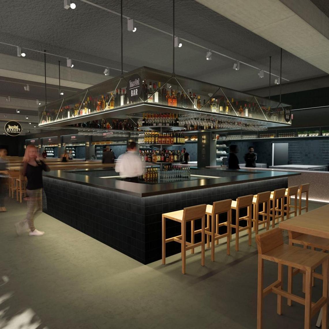 All of the alcoholic beverages will be sold at one of three bars in the center of the market.