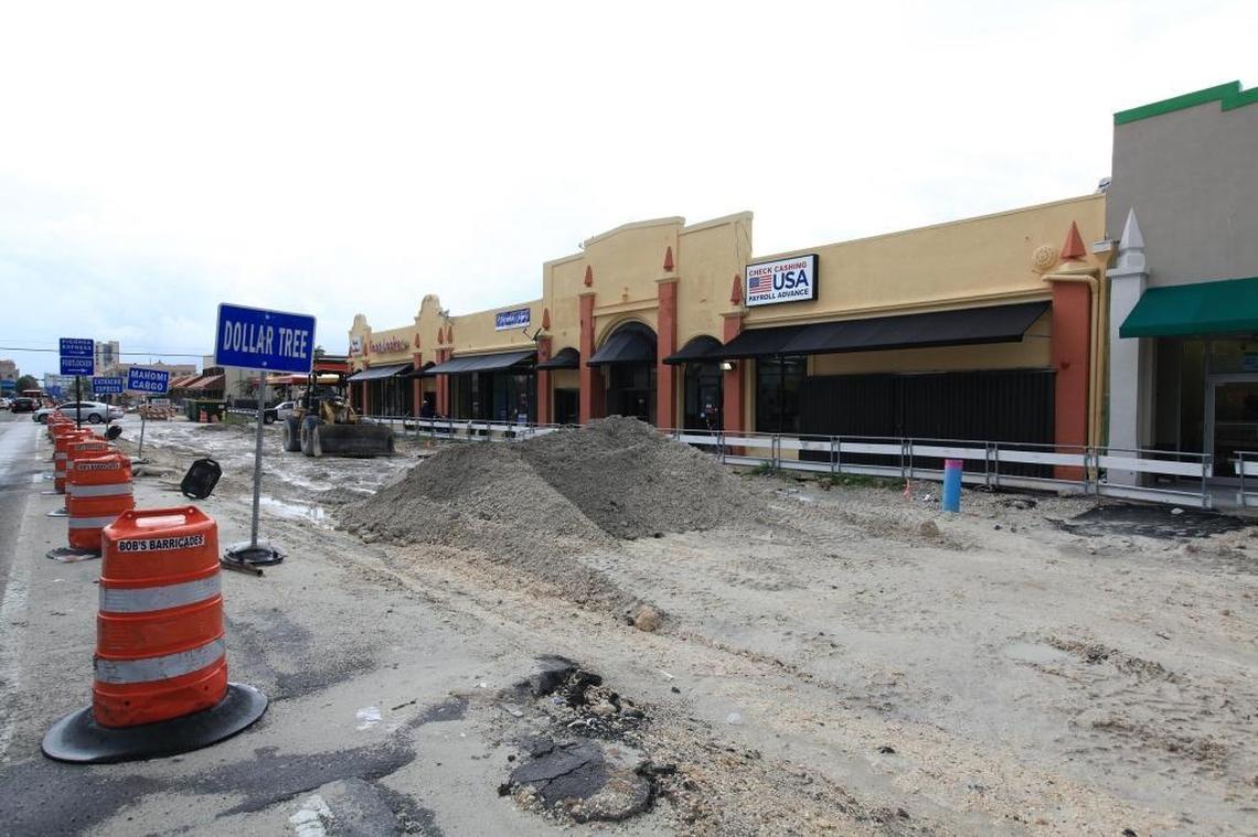 Construction at Flagler Street and 10th Avenue photographed on Friday, August 25, 2017. Area business owners have been losing customers and revenue because of the ongoing construction in the area.