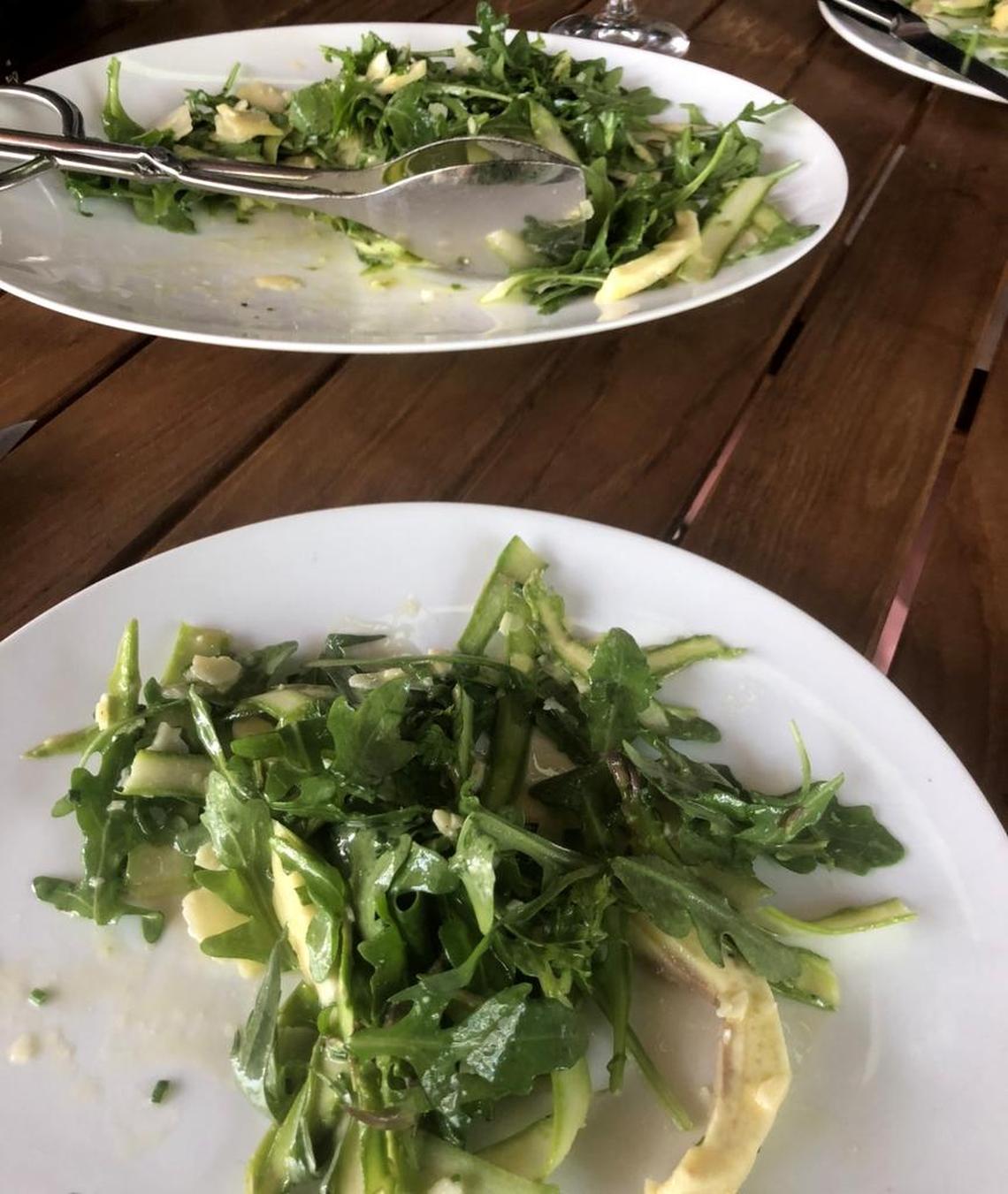 Shaved raw asparagus at Nusr-Et Steakhouse.