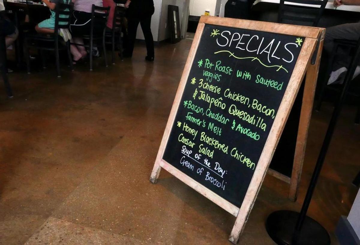 The day’s specials greet customers as they enter Walter’s Coffee Shop.