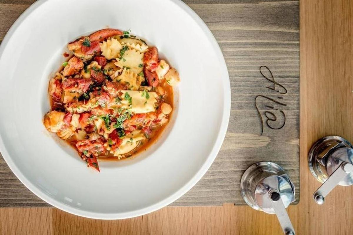 Corn agnolotti with lobster at Fi’lia