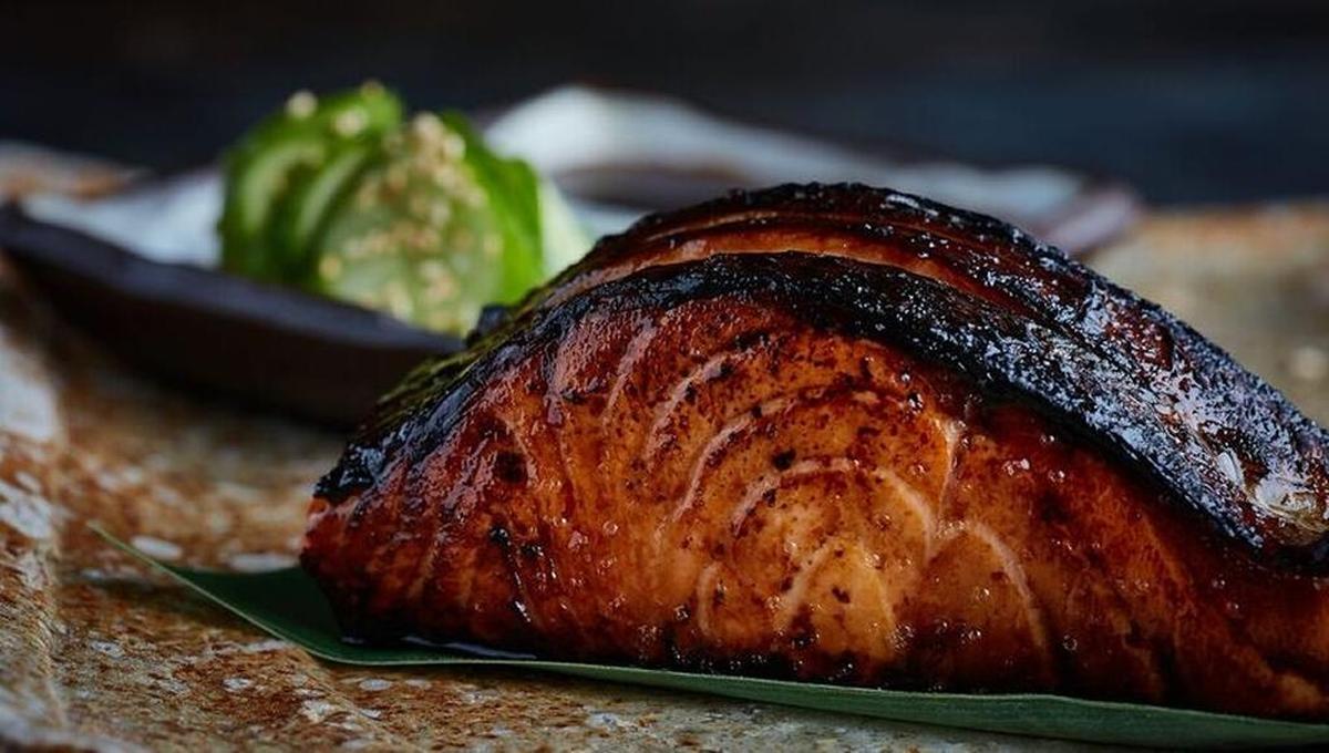 Zuma’s salmon teriyaki is marinated in lime, soy, sake and mirin, then robata grilled.
