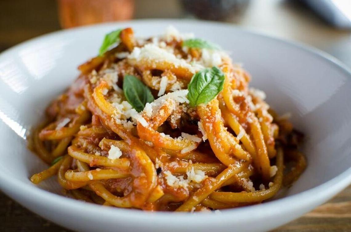 Bucatini amatriciana, an all-time favorite.
