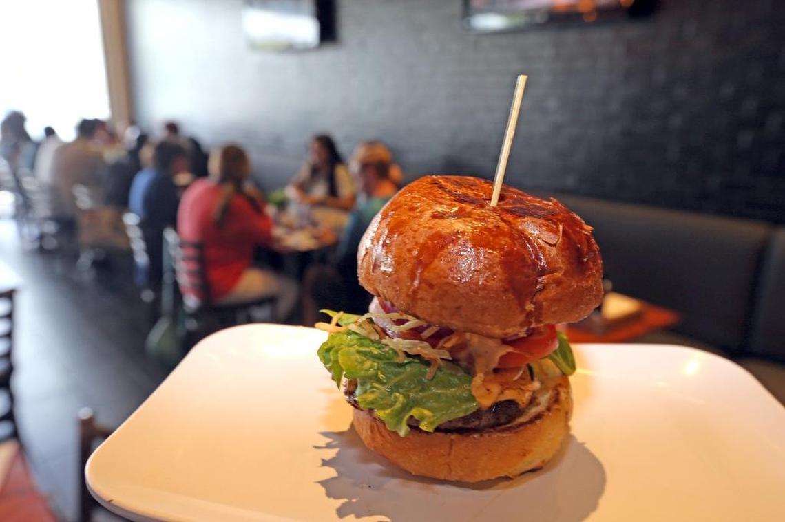 A burger at the Pincho Factory in Miami.