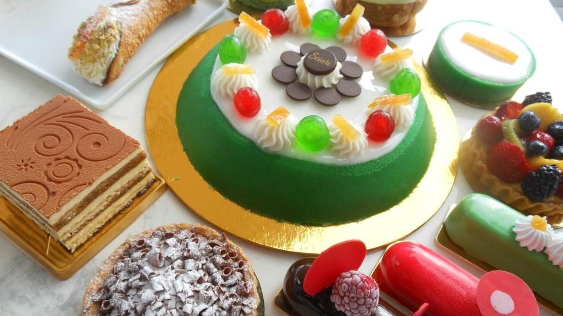 Cassata cake with Sicilian pastries