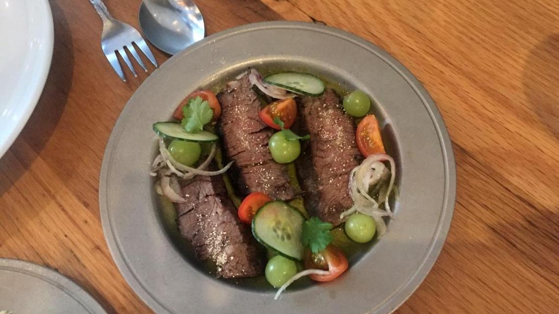 Yum Nuea Yang steak salad starter at Cake Thai.