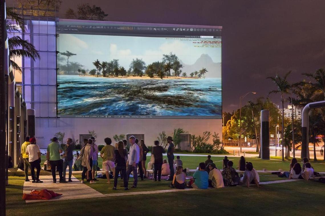 Domingo Castillo video “Tropical Malaise: Preview,” shown at the New World Center wallcast in October 2017, was part of the Sea Level Rise series commissioned by Miami-Dade Art in Public Places with the University of Miami.