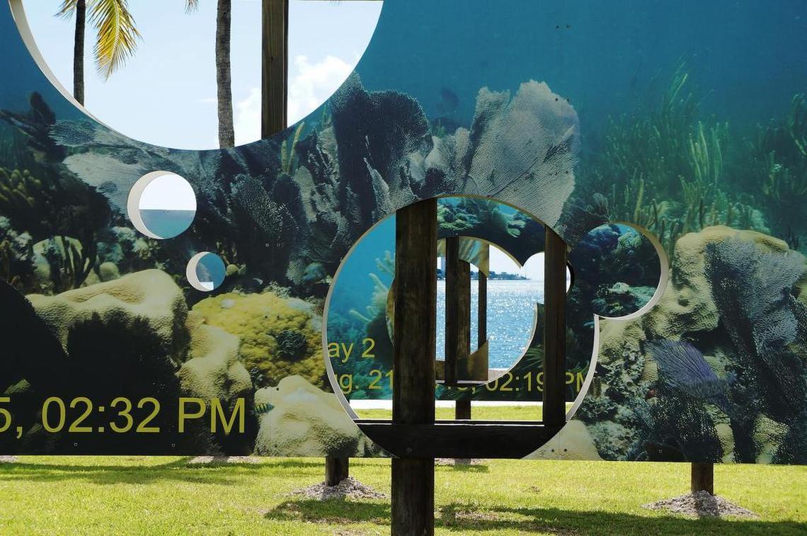 David Brooks’ 2015 Museum Park mural used billboards perforated with “windows” into the bay. It was commissioned by Fringe Projects Miami.