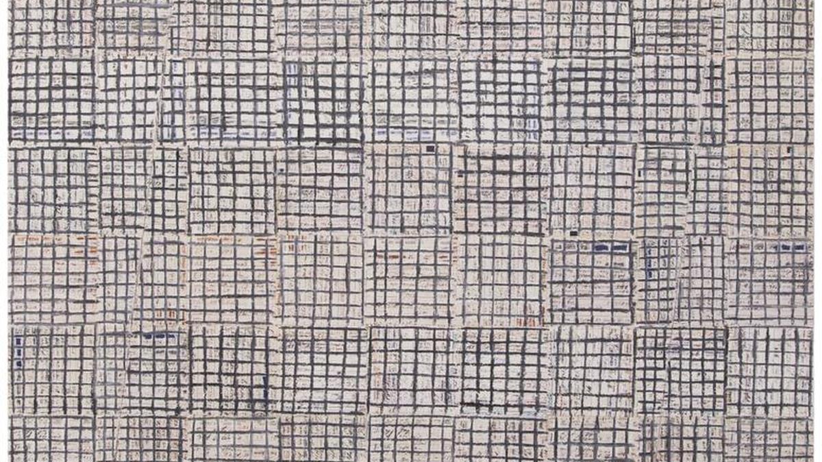 McArthur Binion’s “dna: white painting II, 2015”