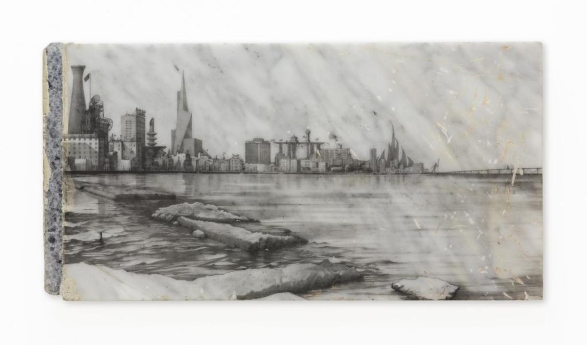 Glexis Novoa’s "View from Pravda tower, Havana" 2017, showcases a decidely dystopian view. On display at David Castillo Gallery through May 31, 2017.