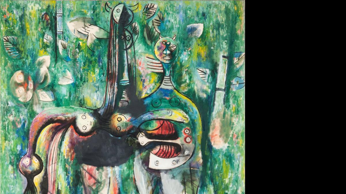 
Wifredo Lam’s “Le Sombre Malembo, Dieu du Carrefour, “1943, oil on canvas, from the Rudman Collection. On display through May 24, 2015, at the High Museum of Art in Atlanta, as part of the show, “Wifredo Lam: Imagining New Worlds.”
