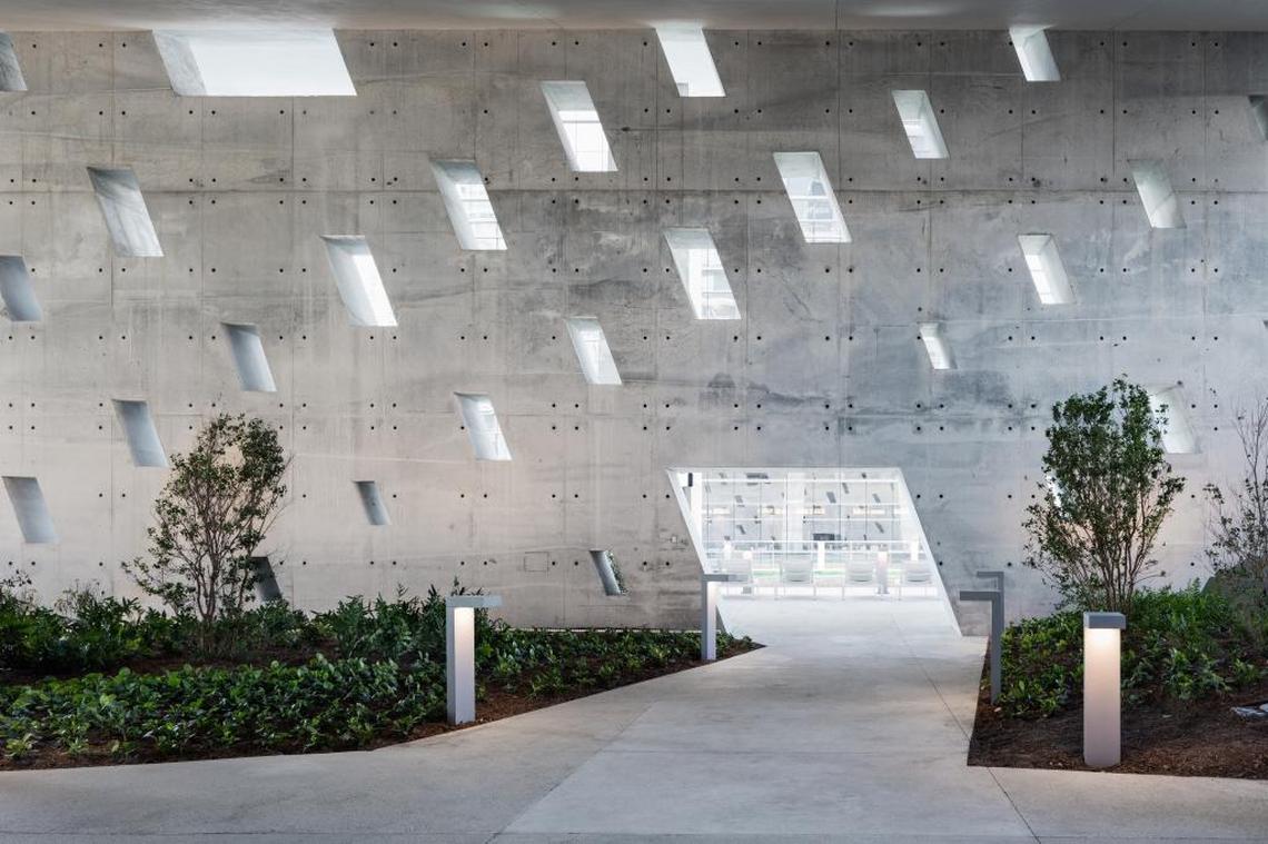 Perforated walls and other architectural details allow natural light to penetrate downtown Miami’s Brickell City Centre.