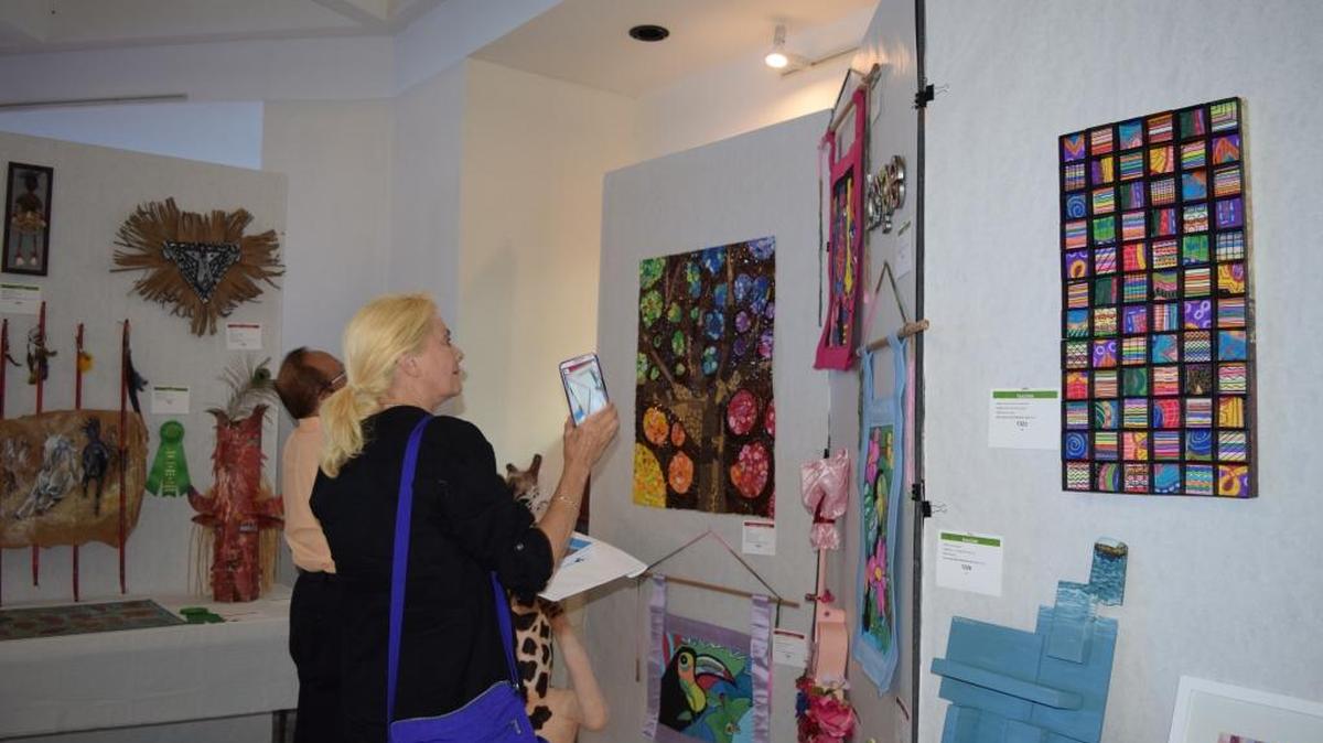 The Art of Found Objects Exhibition in the Ocean Bank lobby at 780 NW 42nd Ave., Miami.