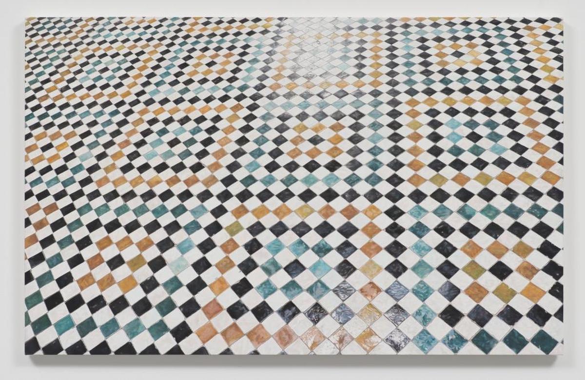 Though it may look like a photograph, this representation of a tile floor is a detailed drawing by Toba Khedoori. A survey of her work is on exhibition at Perez Art Museum Miami through Sept. 24, 2017.