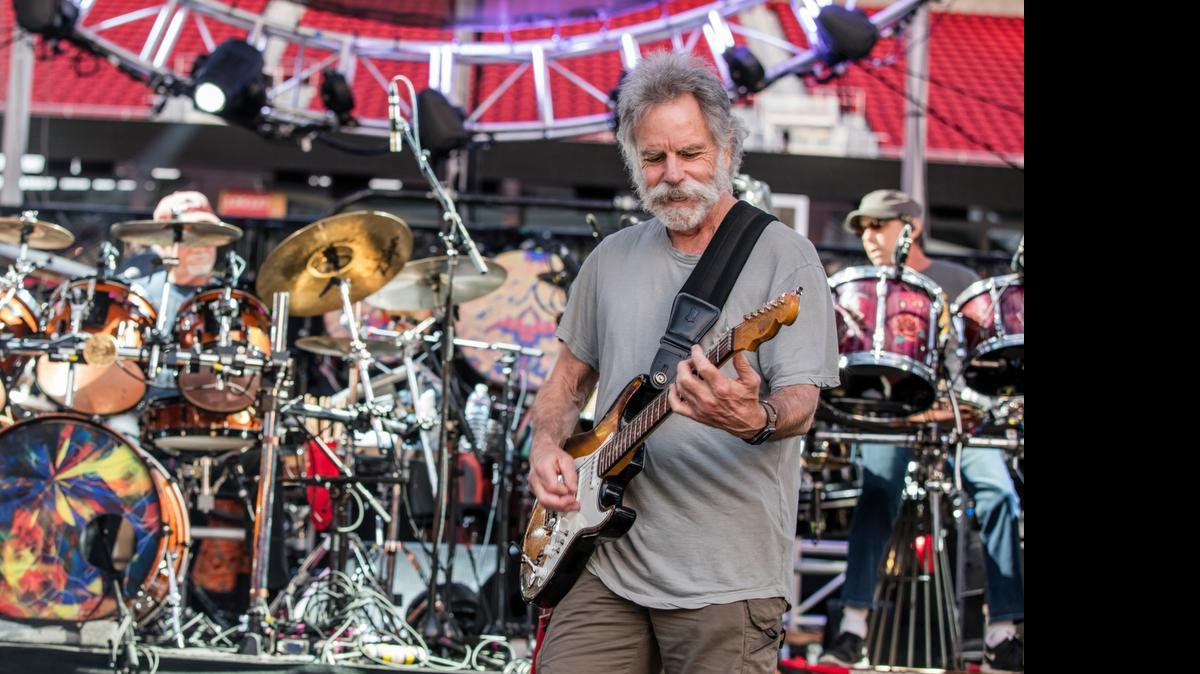 
Bob Weir of the Grateful Dead rehearses for a Fare Thee Well concert in Santa Clara, California.
