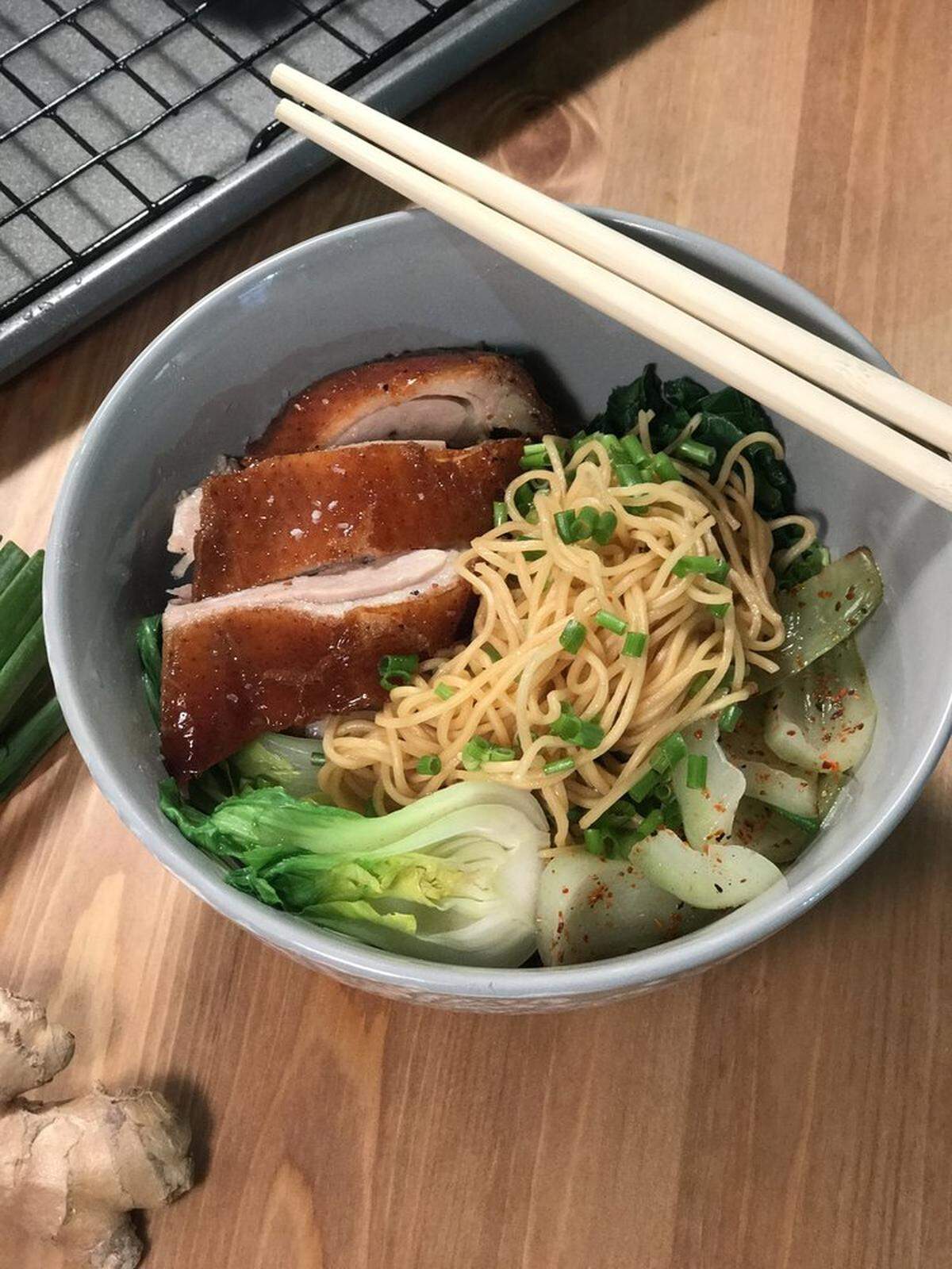 Noodles with duck from Yuzu at St. Roch Market in the Miami Design District.