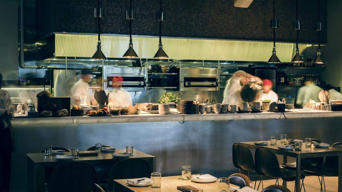 The open kitchen at KYU Miami.