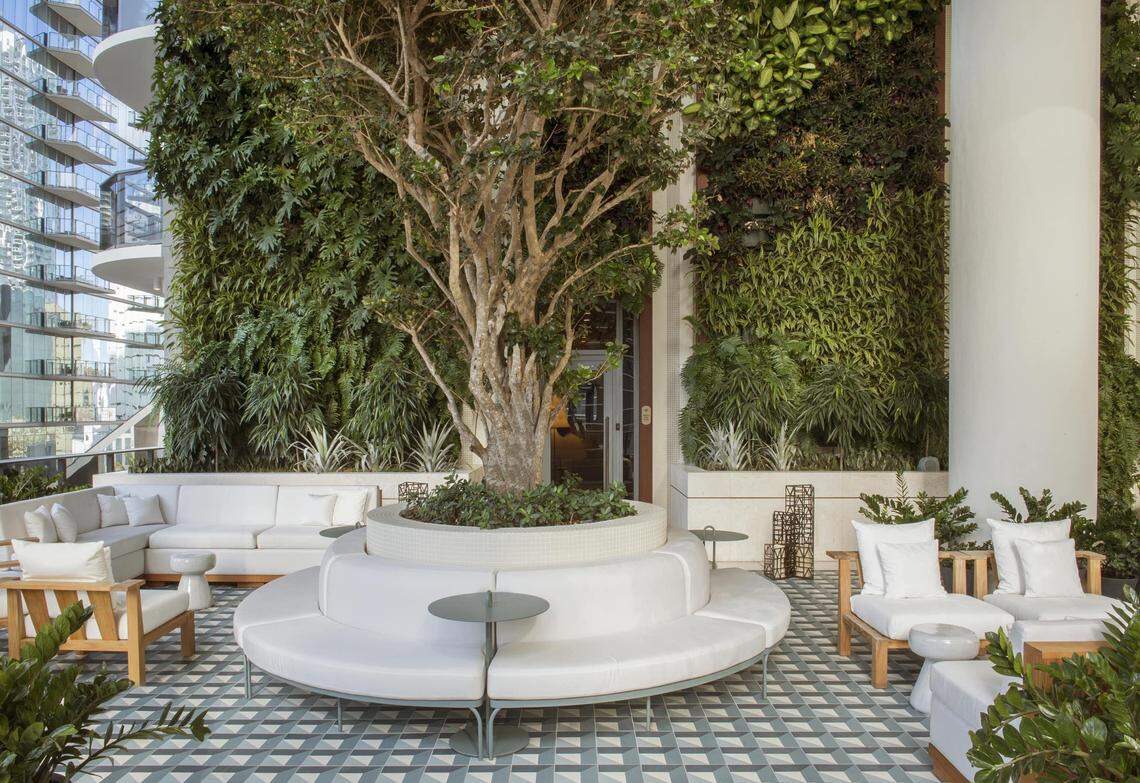 The Secret Garden of the SLS Lux in Brickell is one of the many gems featured in INDULGE's latest Fashion Issue.