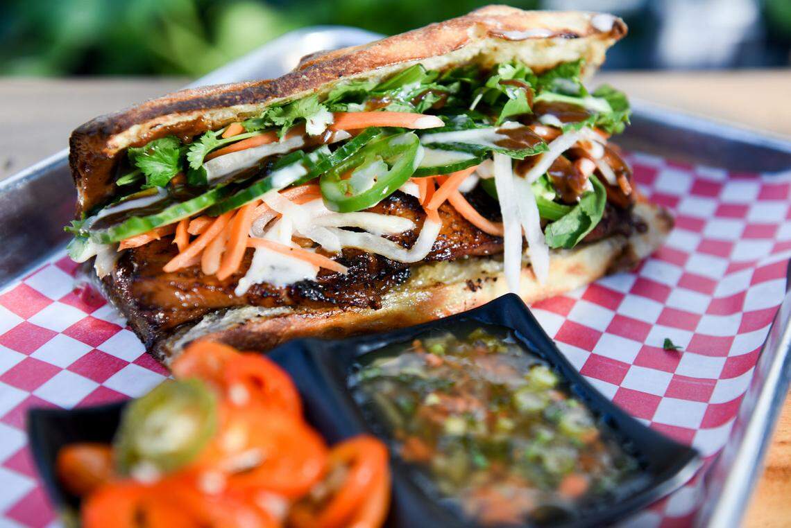 One of Scott Linquist's creations at Les Banh Amis at the 1-800-Lucky market in Wynwood. Photograph by Carina Mask.