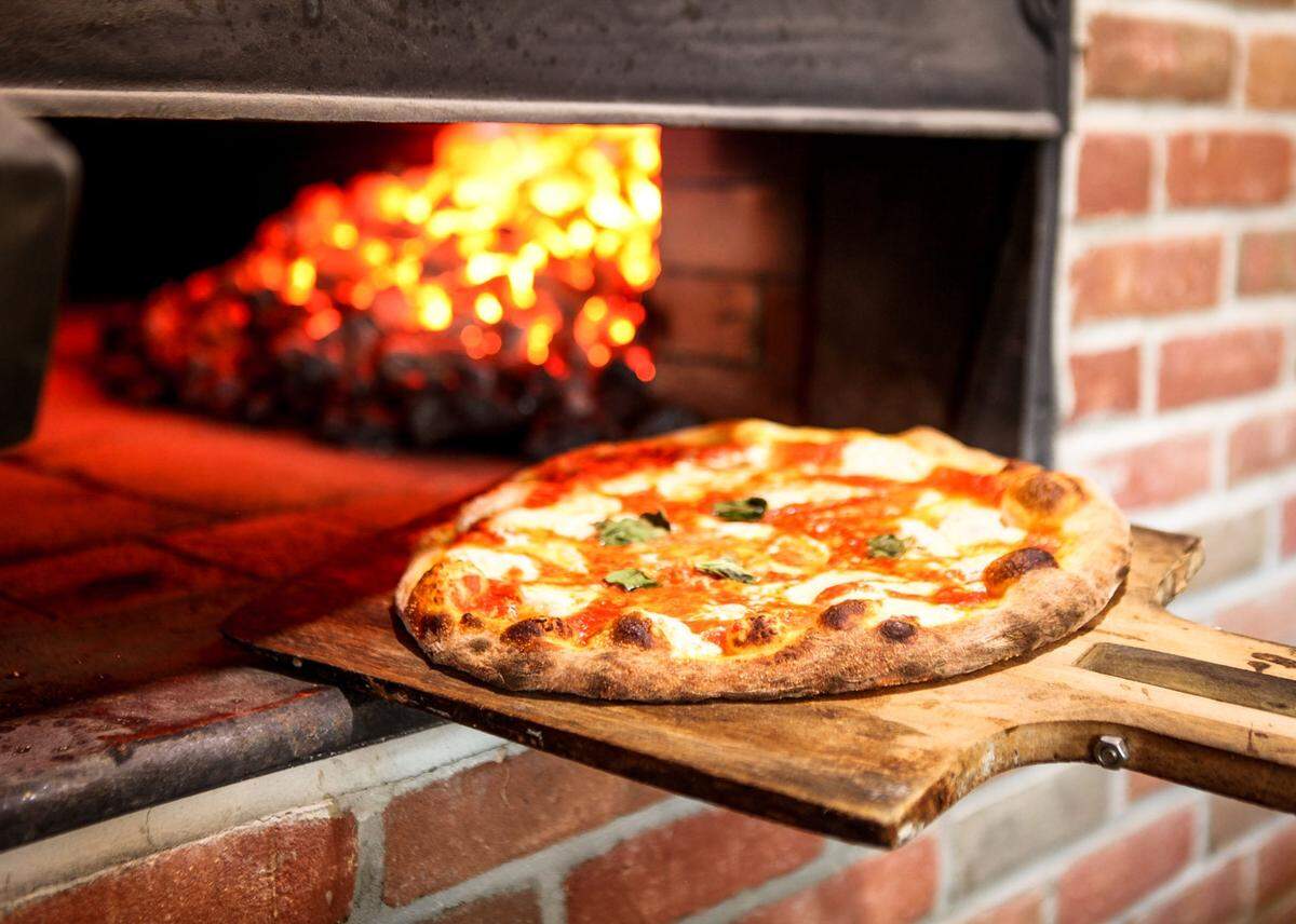 Fresh, hot pizza.