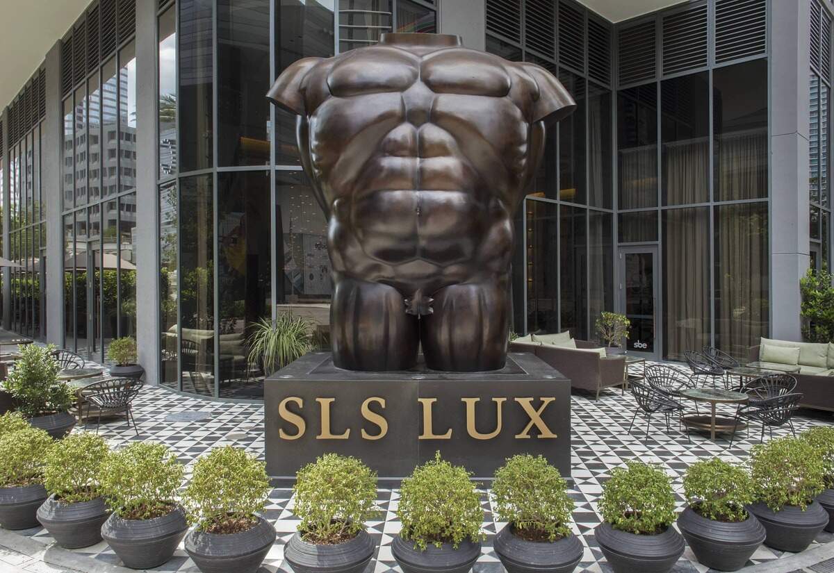 Botero's 'Male Torso' sculpture greets you at the SLS Lux Brickell.