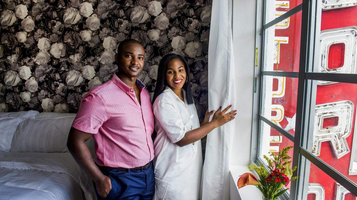 Akino West and Jamila Ross opened The Copper Door Bed & Breakfast in Overtown this summer. Photograph by Felipe Cuevas. Hair and makeup by Latricia Russell for Makeup by RoryLee.