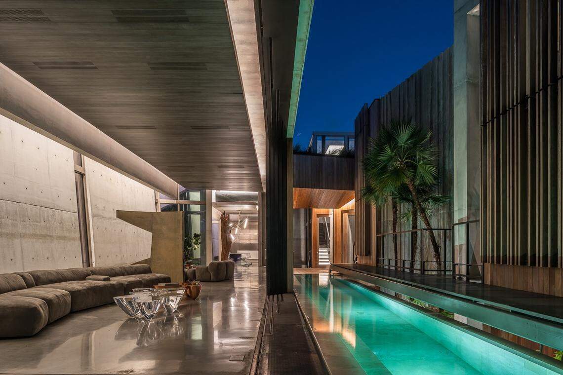 A lap pool runs through Prairie Residence on Prairie Avenue in Miami Beach. Photograph by Michael Stavaridis.