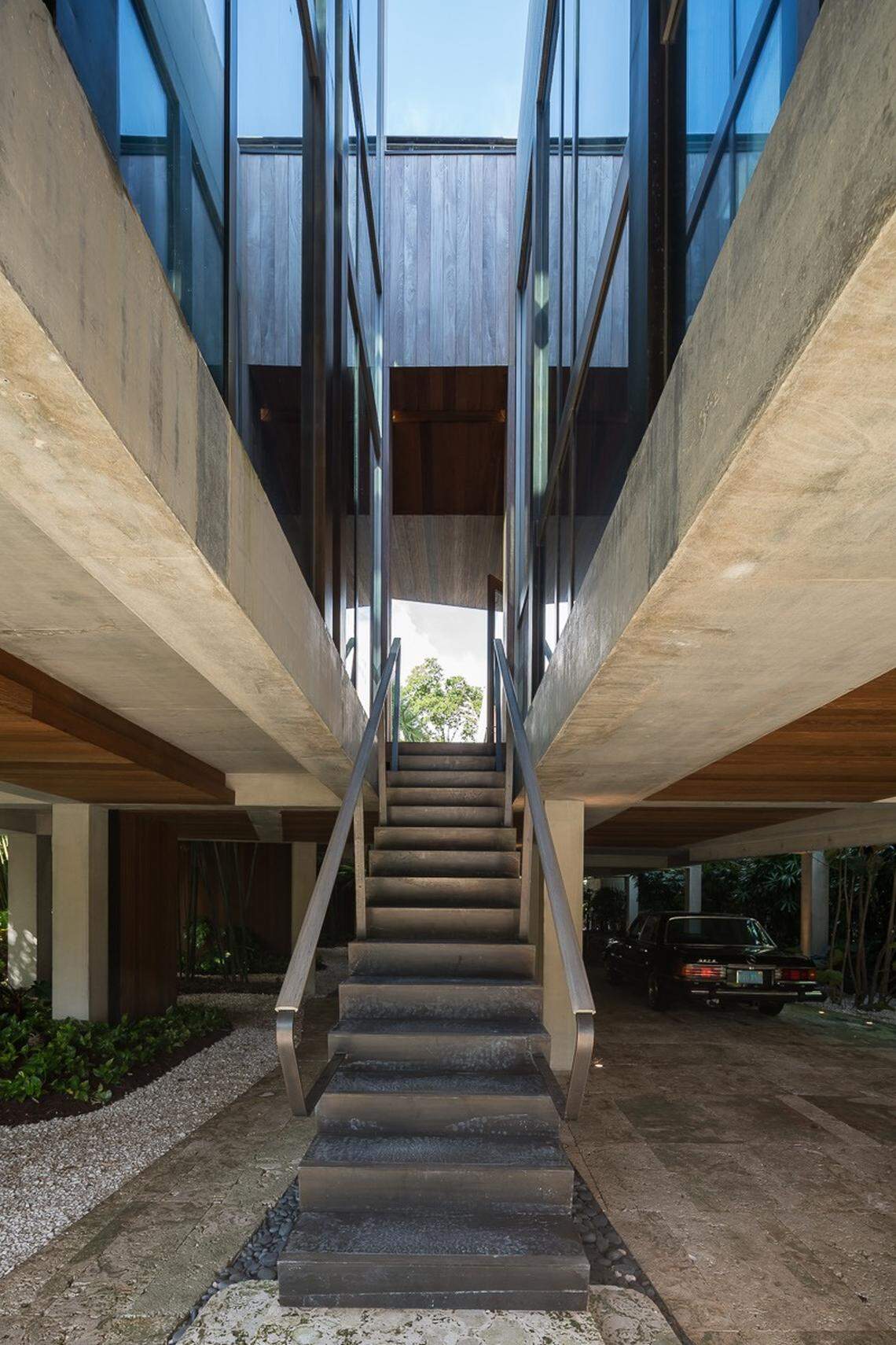 The front stairs of Prairie Residence retract for added security. Photograph by Michael Stavaridis.