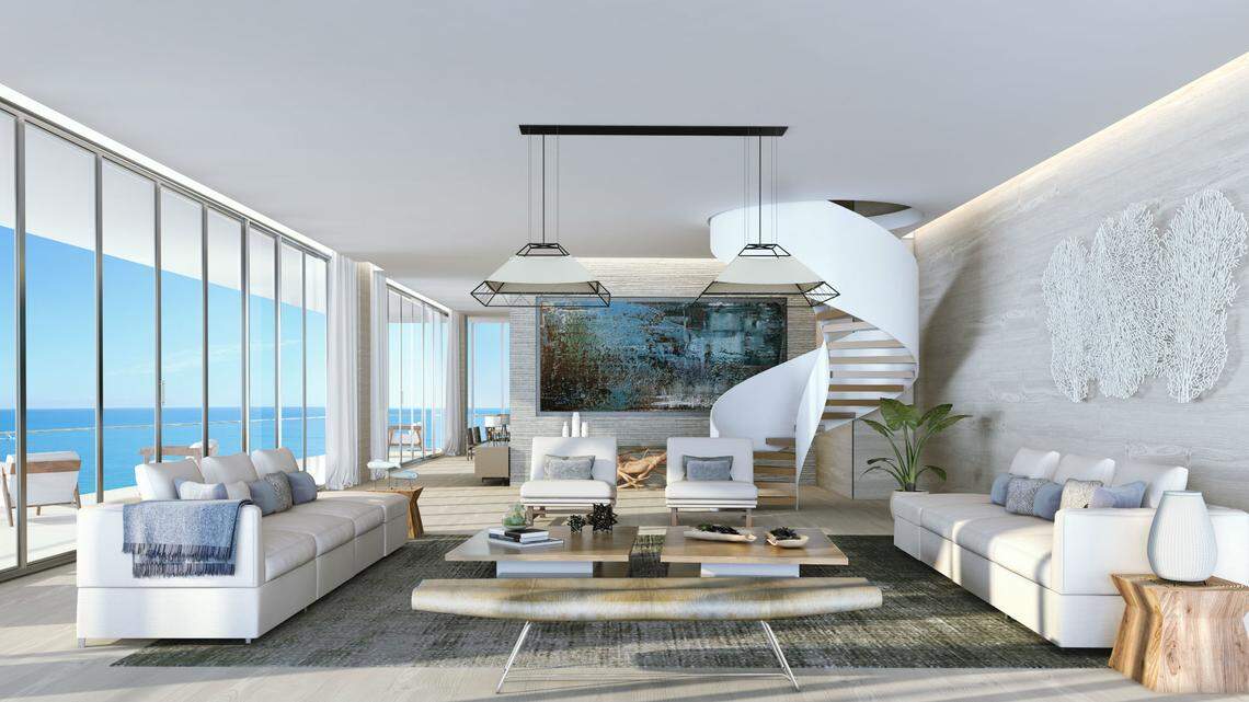 A two-story penthouse condo at Auberge Beach Residences & Spa in Fort Lauderdale.