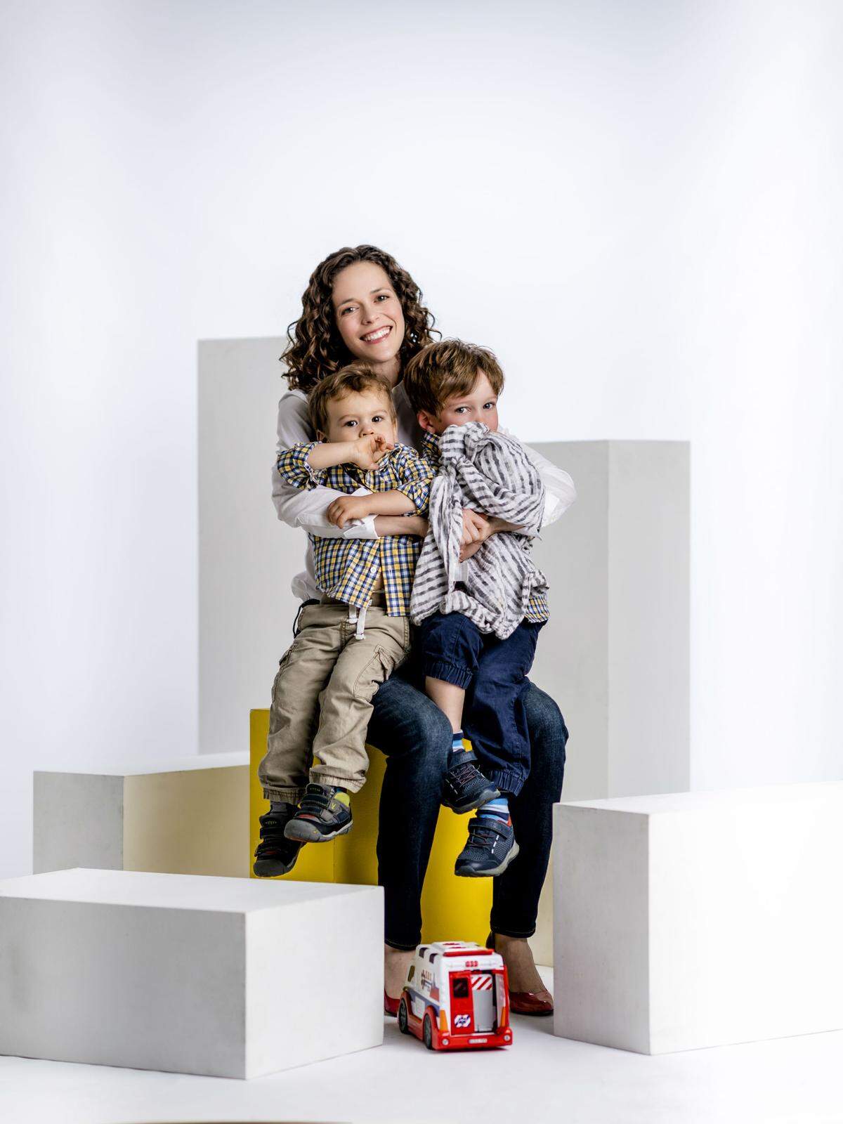 Annie Lord with her sons, ages 2 and 3. Photograph by Nick Garcia.