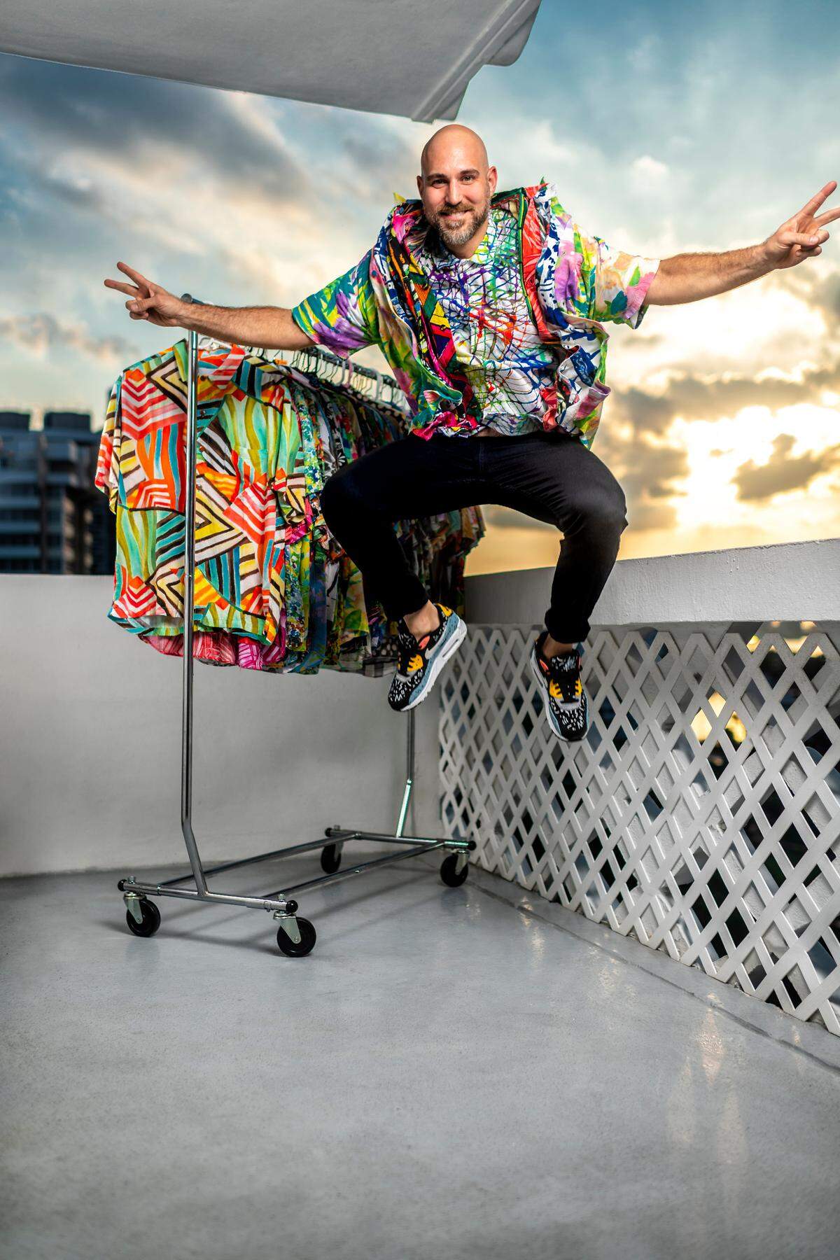 Chris Adamo says his Jams World shirts are an automatic ice-breaker. Photograph by Nick Garcia.