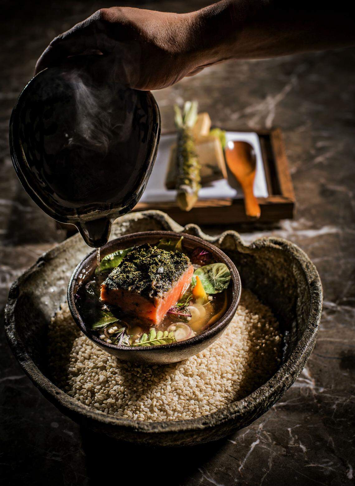 Shake Ochazuke at Makoto restaurant in Bal Harbour. Photograph by Felipe Cuevas.