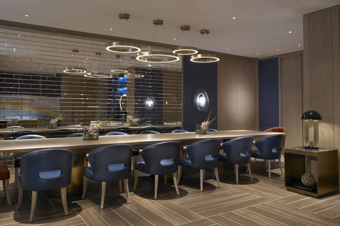 The Tambourine Room at The Strand in Miami Beach has a communal table for up to 14 diners.