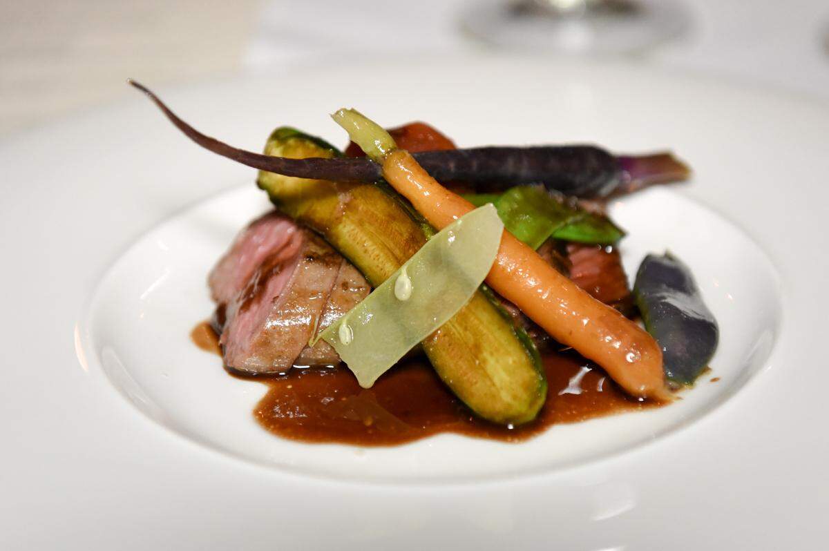 A collaborative dish between chefs Giovanni Rocchio and Felix Lo Basso. Photograph by Carina Mask.