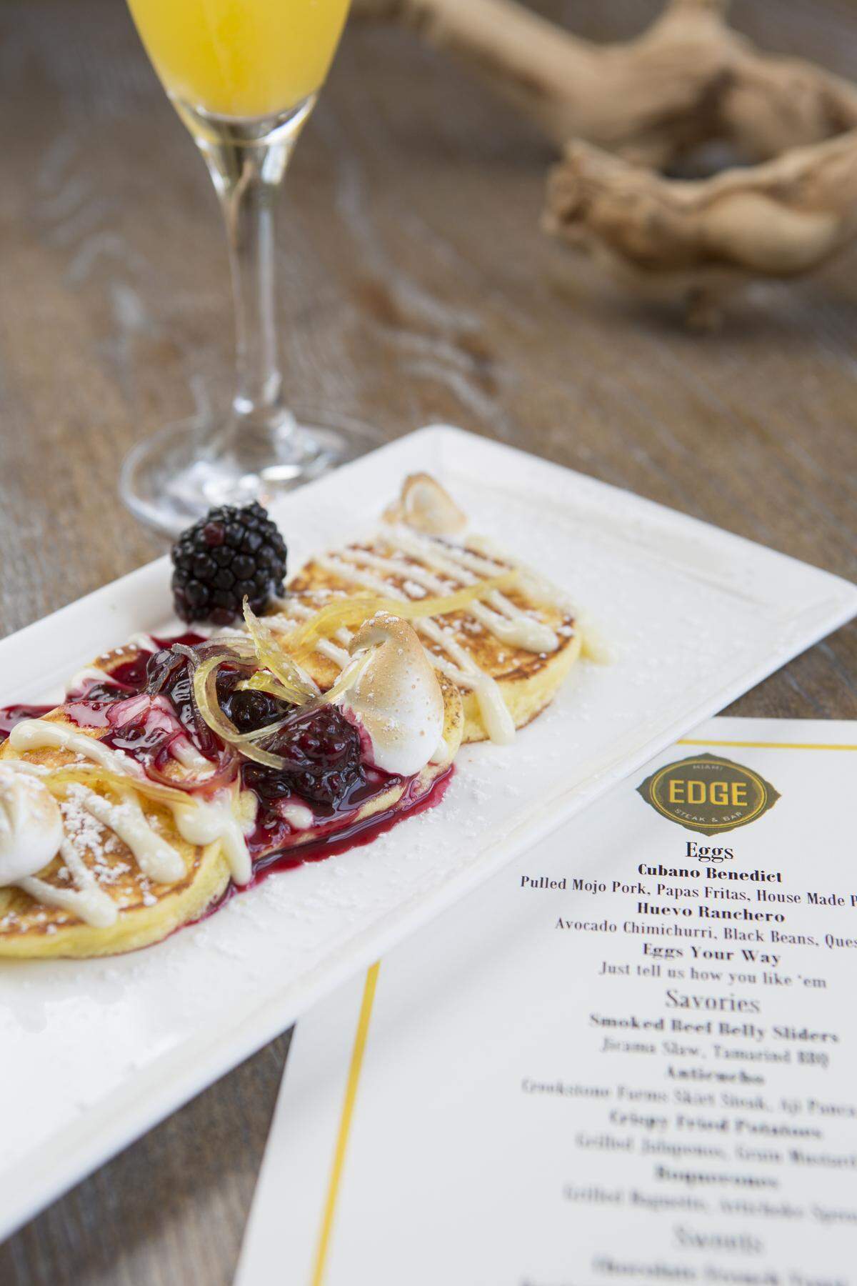 Lemon ricotta pancakes at Edge Steak &amp; Bar at the Four Seasons Miami.