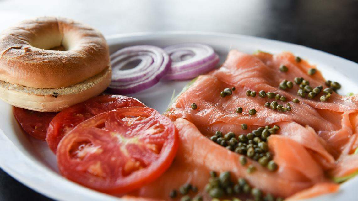 Bagels and lox at the Floridian restaurant on Las Olas Boulevard. Photograph by Carina Mask.
