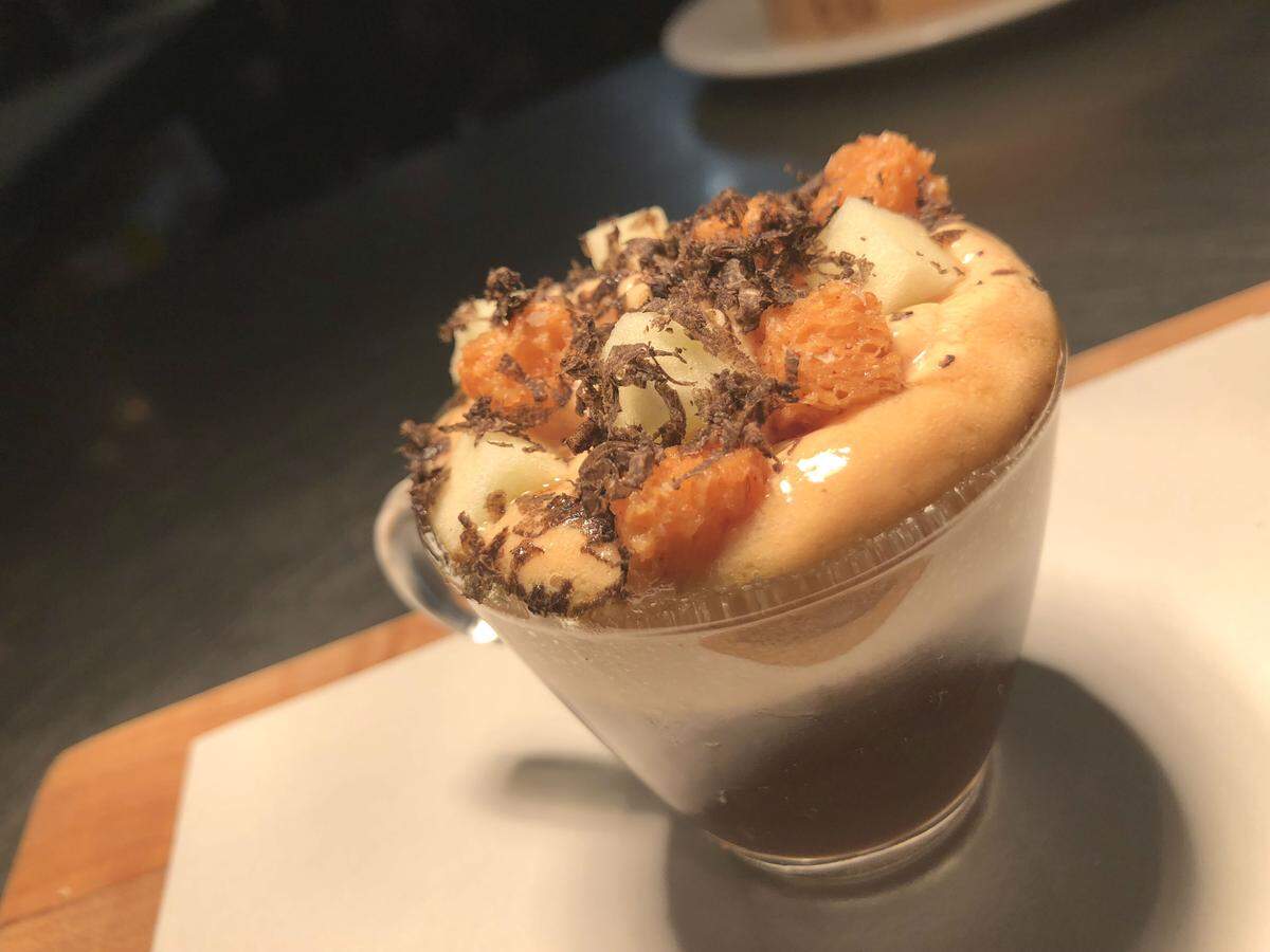 Onion Soup with foie gras cappuccino on the truffle menu at The Bazaar by Jose Andres in the SLS South Beach.