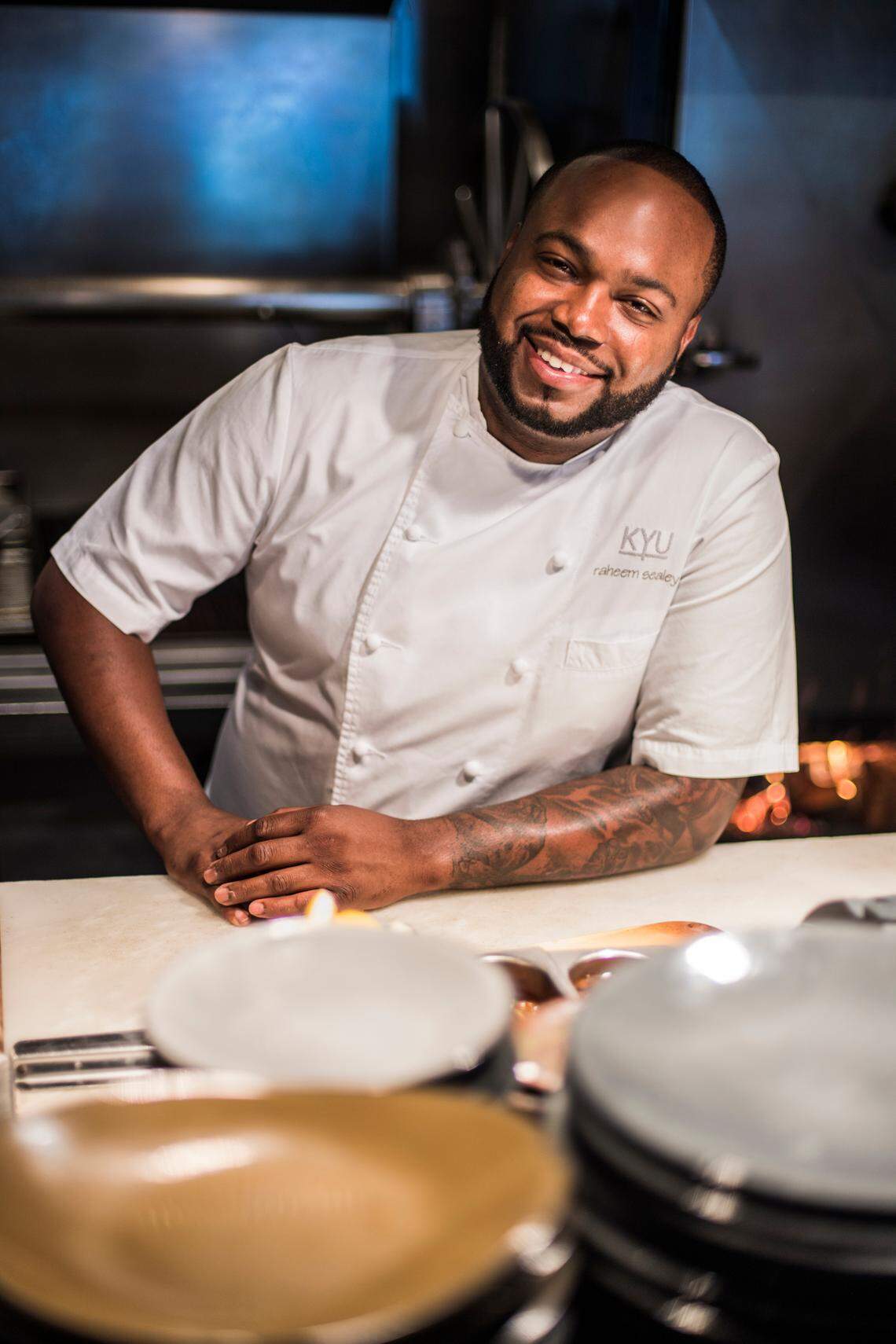 Head chef Raheem Sealey of KYU restaurant in Wynwood. Photograph by Felipe Cuevas.