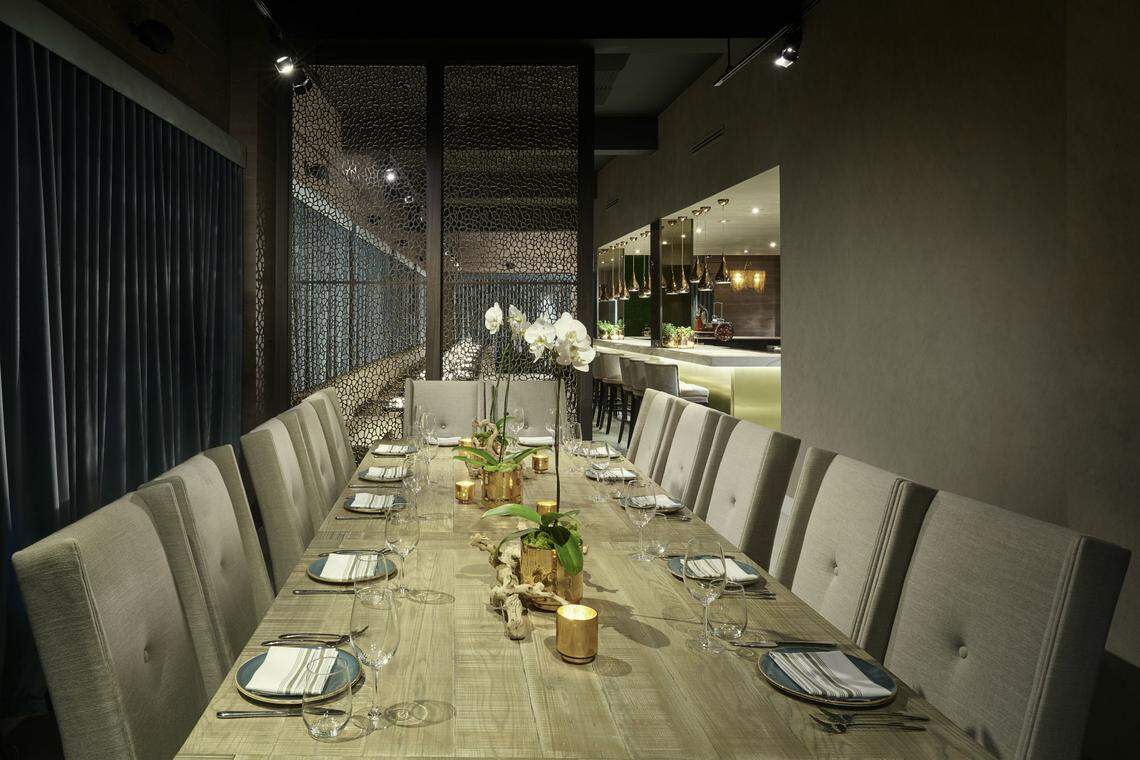 The private dining area at Zucca in Coral Gables can seat up to 18 guests.