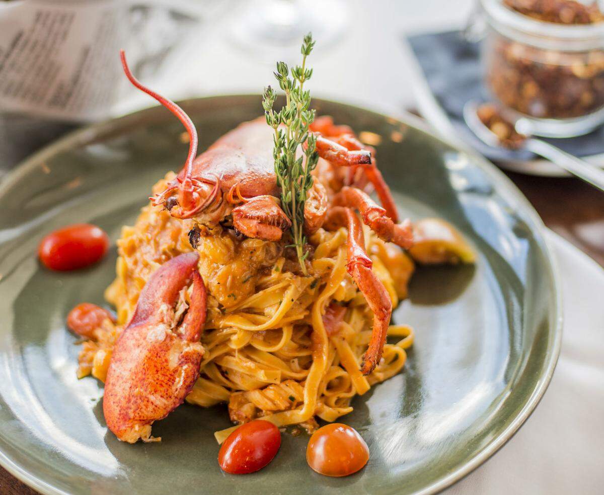 Lobster pasta at La Moderna, one of a plethora of restaurants in Miami Beach’s Sunset Harbour, our pick for Miami’s top dining neighborhood of 2018. Photograph by Felipe Cuevas.