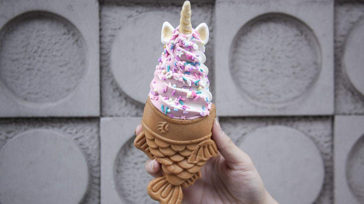 A Unicorn cone from Taiyaki NYC's ice cream outpost in Miami.