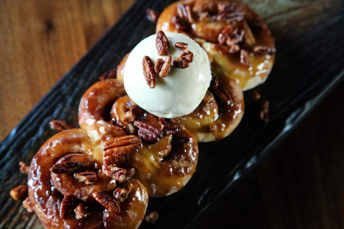 Sticky buns at Beaker &amp; Gray, one of our best bets for brunch in Miami. Photograph by Cortney Cates.