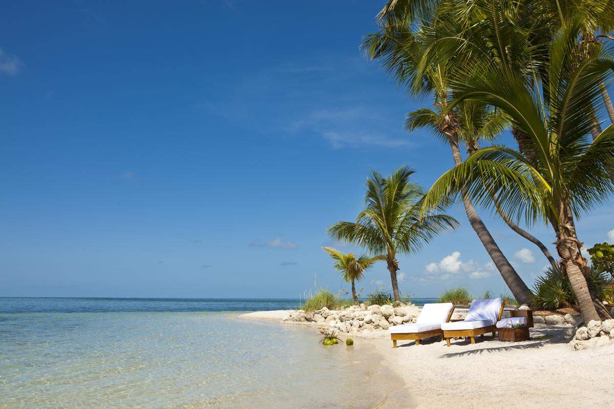 On the beach at Little Palm Island.