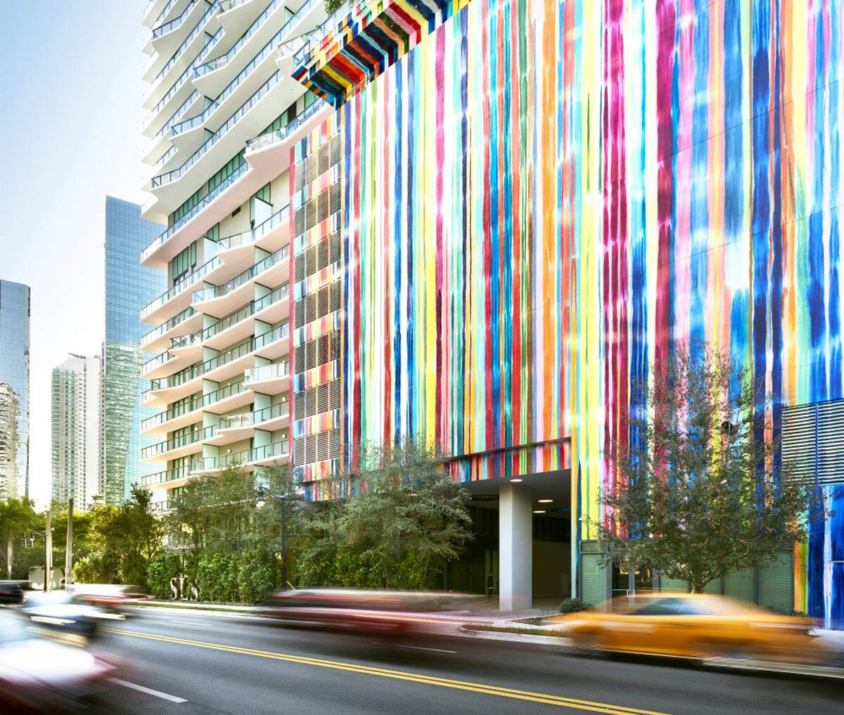 An exterior view of the SLS Brickell in Miami.