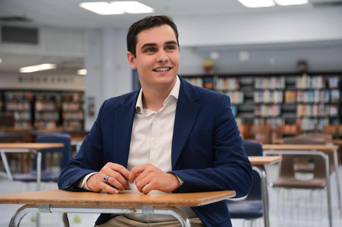 Hialeah-Miami Lakes Senior High School student Maurits Acosta inside the school library. Acosta convinced his school to build a mock courtroom when he was a rising freshman, which will be unveiled at the end of the school year.
