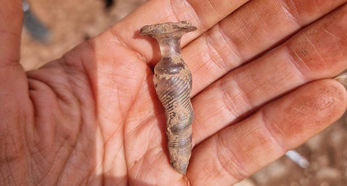 The twisted stem of a 17th-century glass was discovered at the manor house.