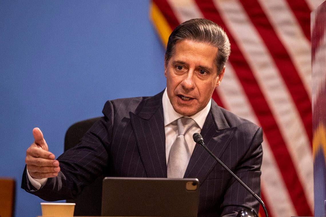 Outgoing Miami-Dade Schools Superintendent Alberto Carvalho speaks during a regular school board meeting on Wednesday January 12, 2022.