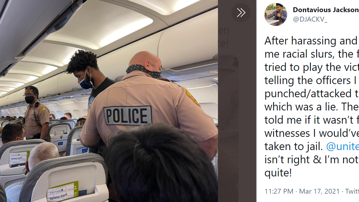 Former FSU football star Dontavious Jackson says he was almost arrested on a United Airlines flight in Miami after passengers harassed him